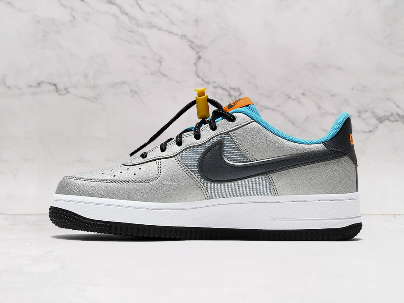 Nike Air Force 1 'Sky Nike' – Metallic Silver and Black Design