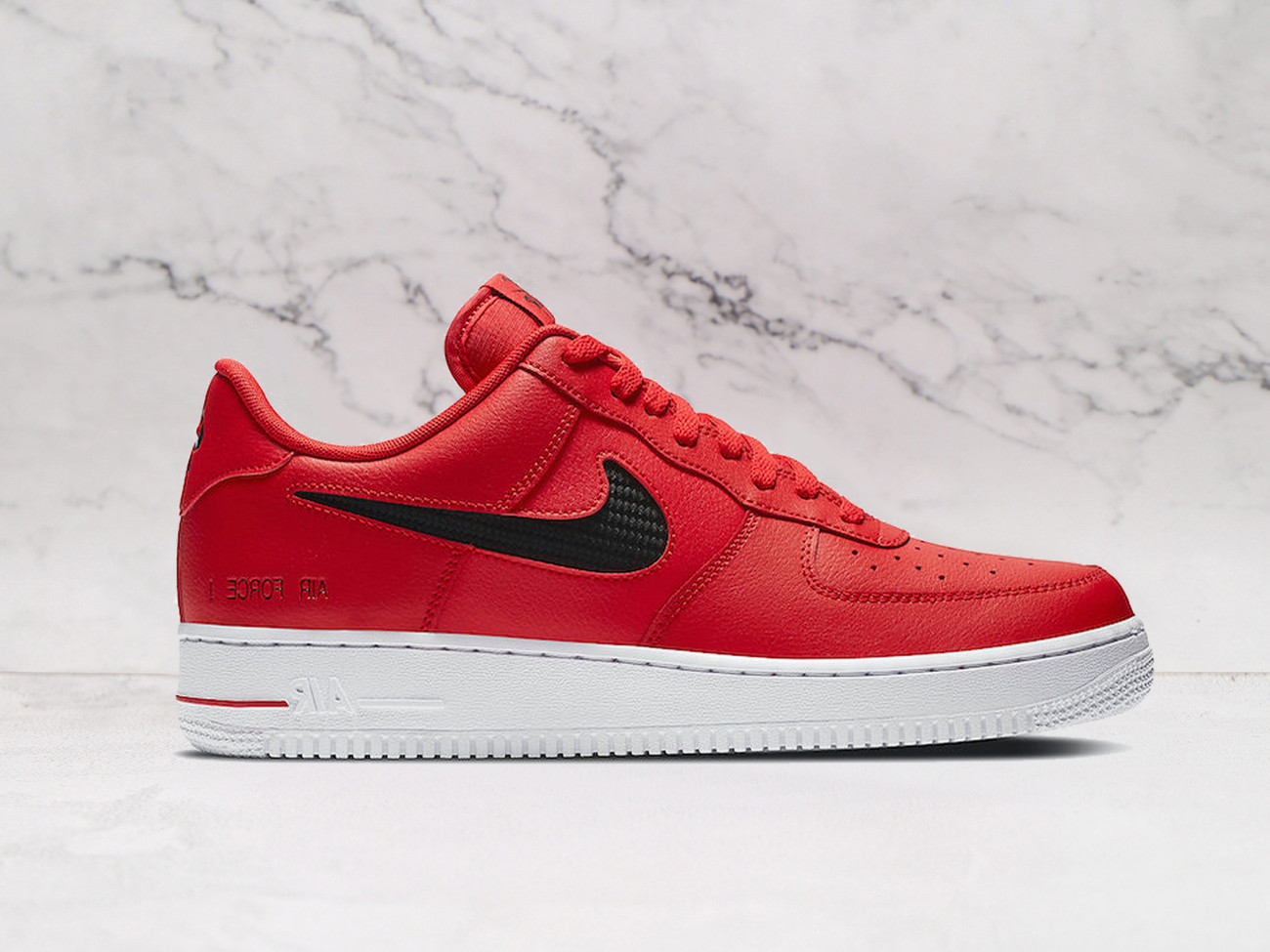 Nike Air Force 1 Low '07 LV8 'Cut Out Swoosh' – University Red Leather Upper with Laser-Cut Swoosh