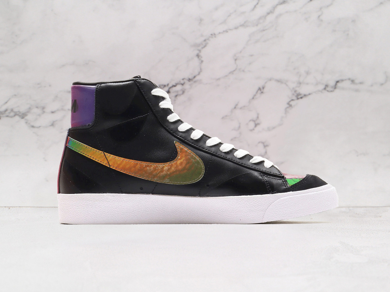 Nike Blazer Mid '77 Vintage 'Thermal Black' – Black Leather Upper with Bright Cactus