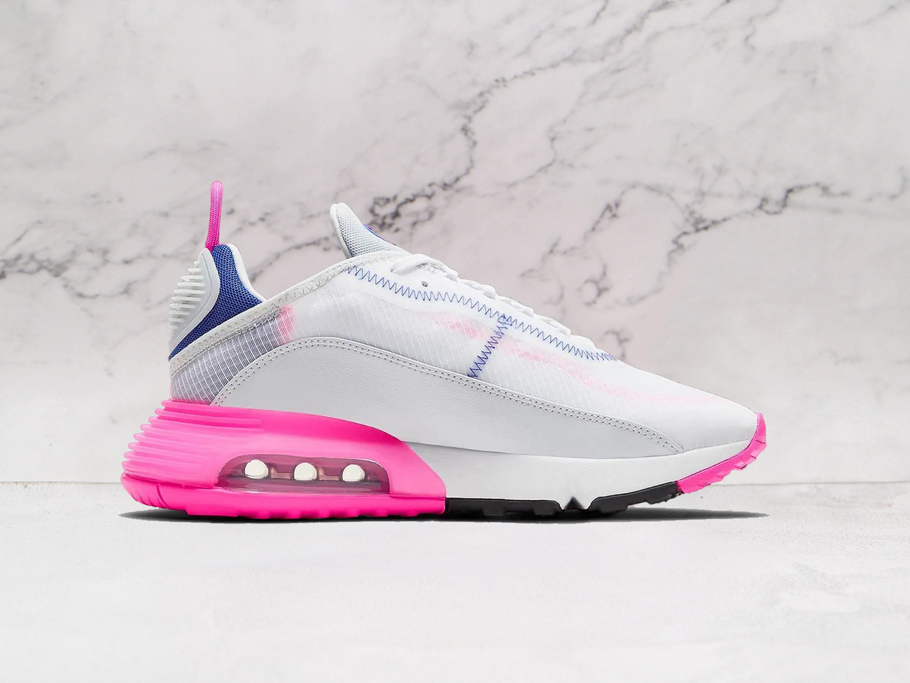 Nike Air Max 2090 'Laser Pink' – White Leather with Concord and Pink Blast Accents