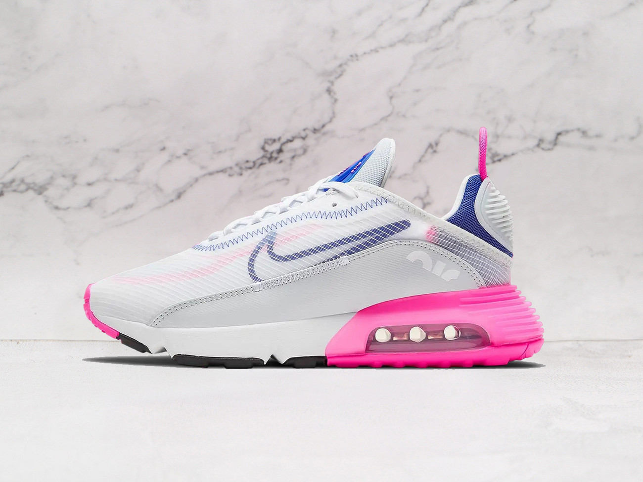 Nike Air Max 2090 'Laser Pink' – White Leather Upper with Concord and Pink Blast Accents