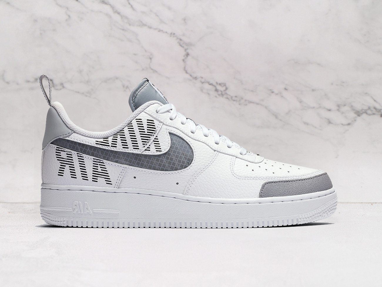 Nike Air Force 1 Low 'Under Construction' – White Leather Upper with Semi-Translucent Swoosh and Reflective Branding
