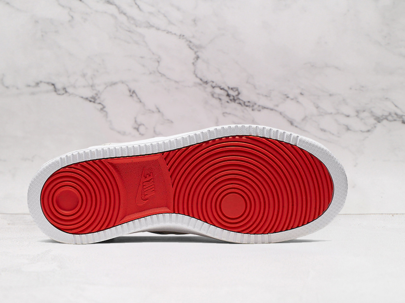 Nike Air Force 1 LXX 'Vandalized' – White Leather with Split Swoosh and Red/Blue Heel Accents