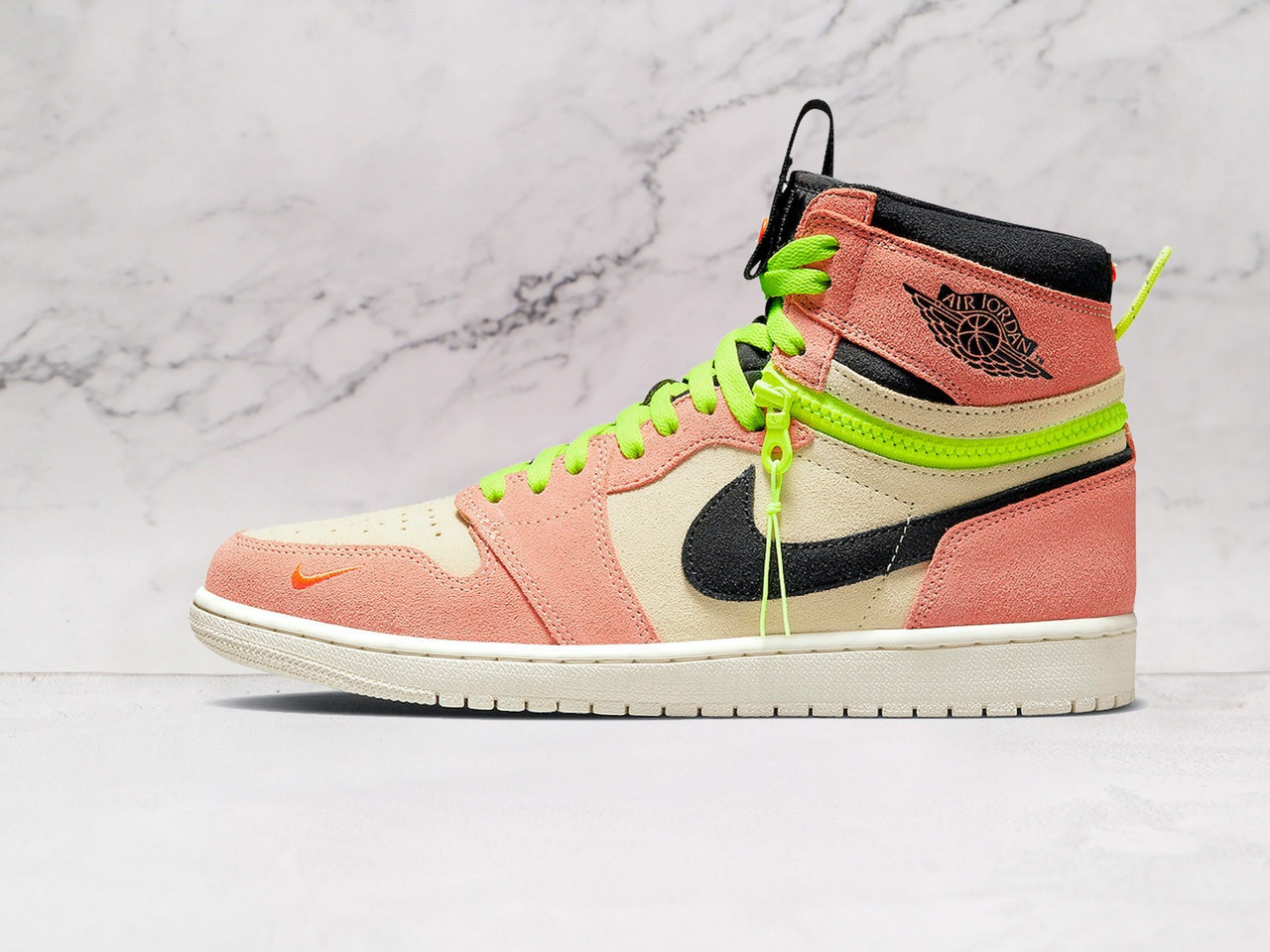 Air Jordan 1 High Switch 'Peach' – Convertible High-Top to Low-Top Sneaker in Peach and Neon