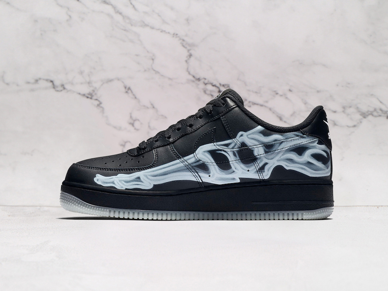 Nike Air Force 1 Low 'Black Skeleton Halloween' 2019 – Black Leather with White Skeletal Graphics