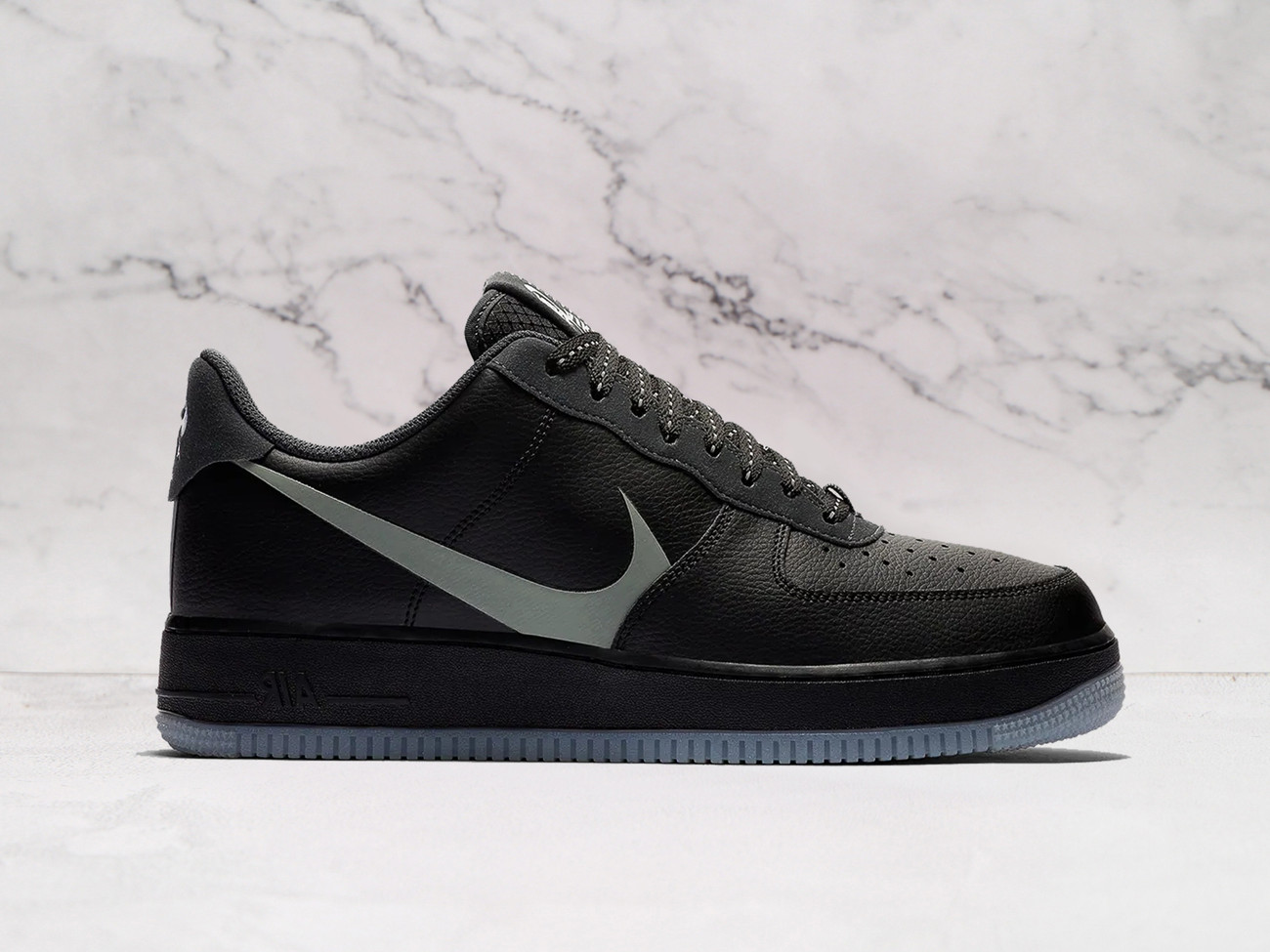 Nike Air Force 1 '07 LV8 'Black/Anthracite' – Black Leather Upper with Anthracite Swoosh