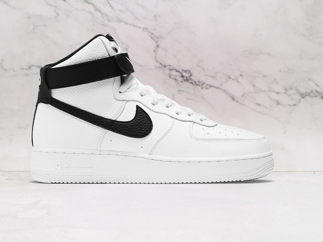 Nike Air Force 1 High White Black with Black Swoosh and ankle strap