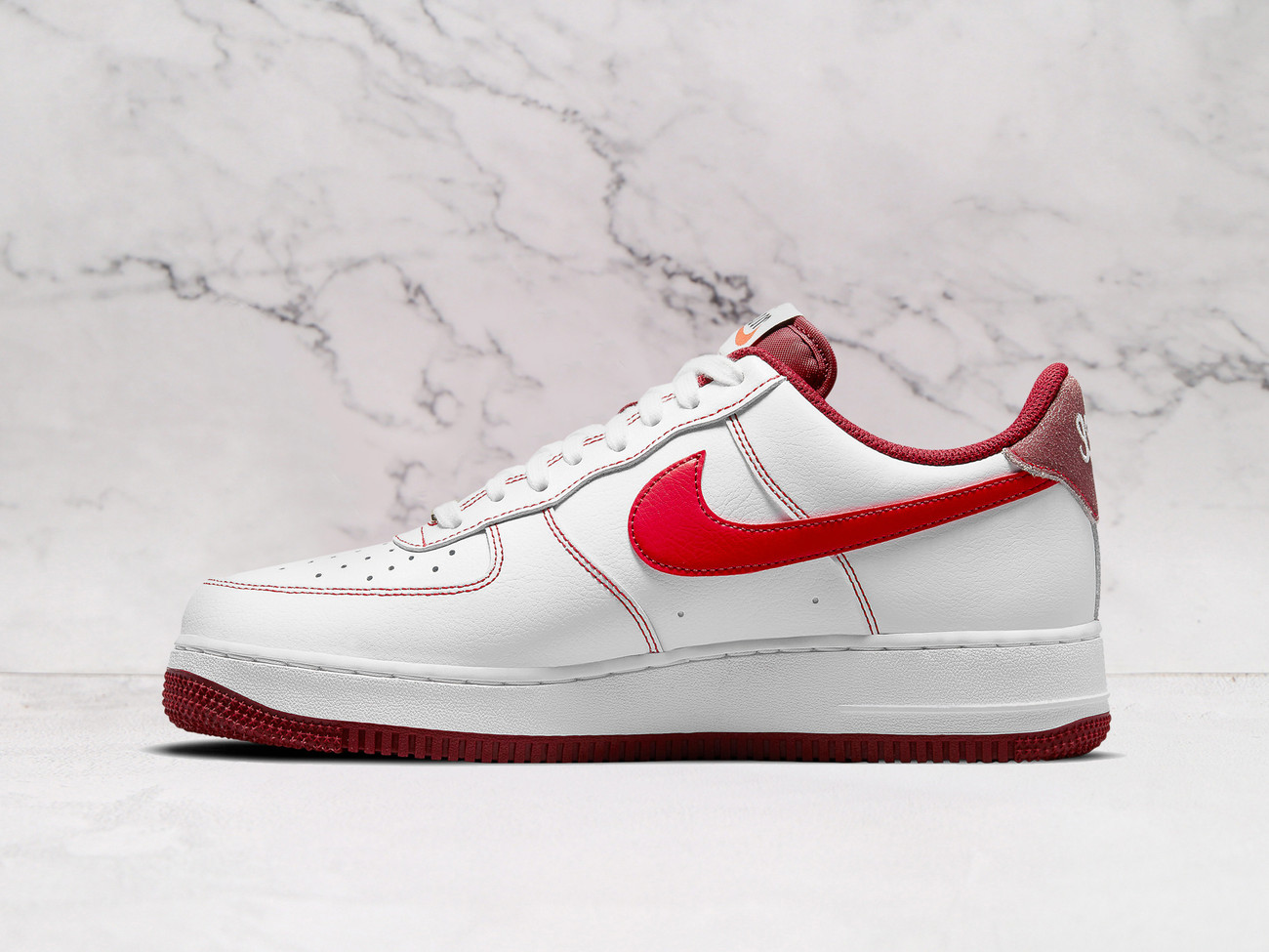 Nike Air Force 1 Contrast First Use 'White University Red' – White Leather with Bold University Red