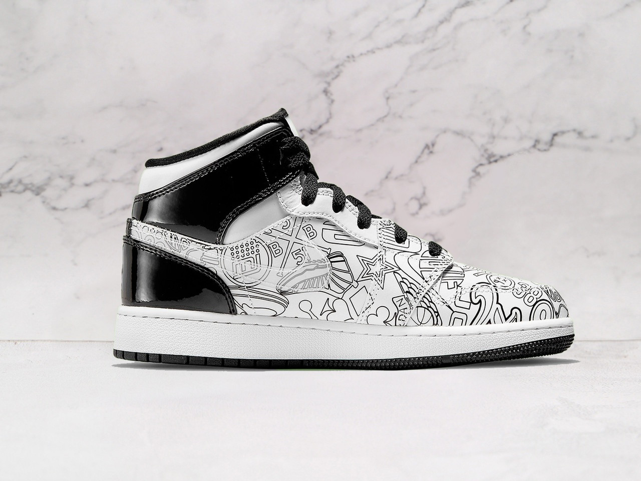 Air Jordan 1 Mid SE 'DIY' – White Leather with Customizable Outlines