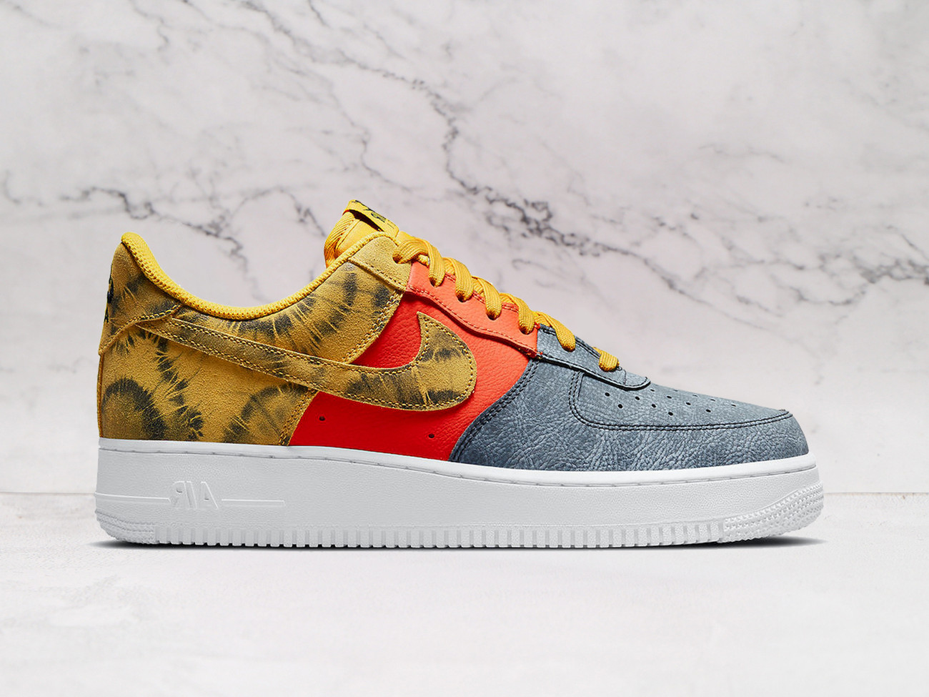 Nike Air Force 1 Low 'Tie Dye Dark Sulfur' – Premium Leather with Tie-Dye Accents and Bold Color Blocking
