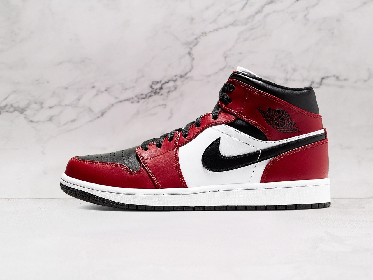 Air Jordan 1 Mid ‘Chicago Toe’ – Gym Red, Black & White Leather Sneaker