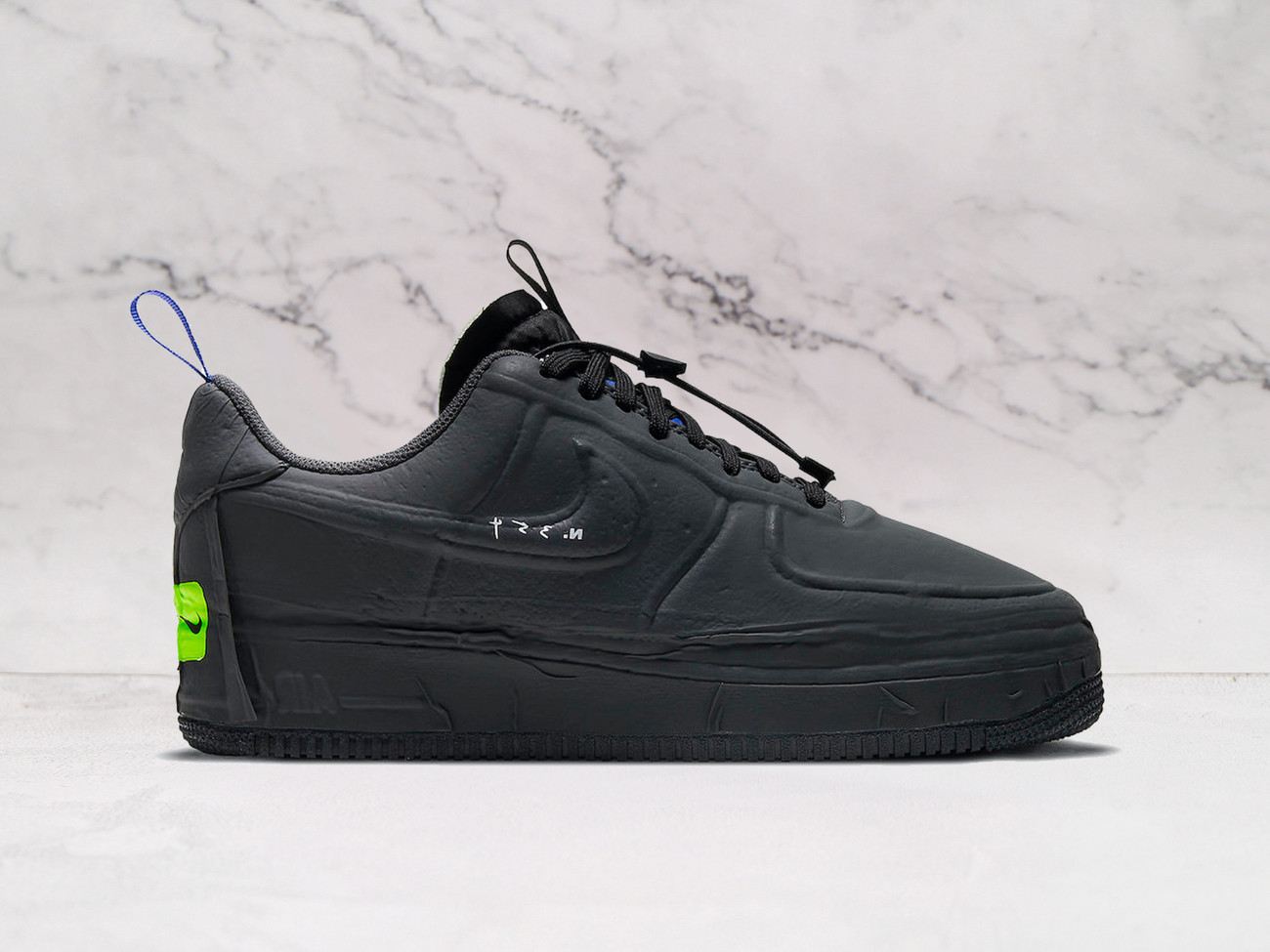 Air Force 1 Experimental Black – Black Sponge Upper with Anthracite and Red Accents