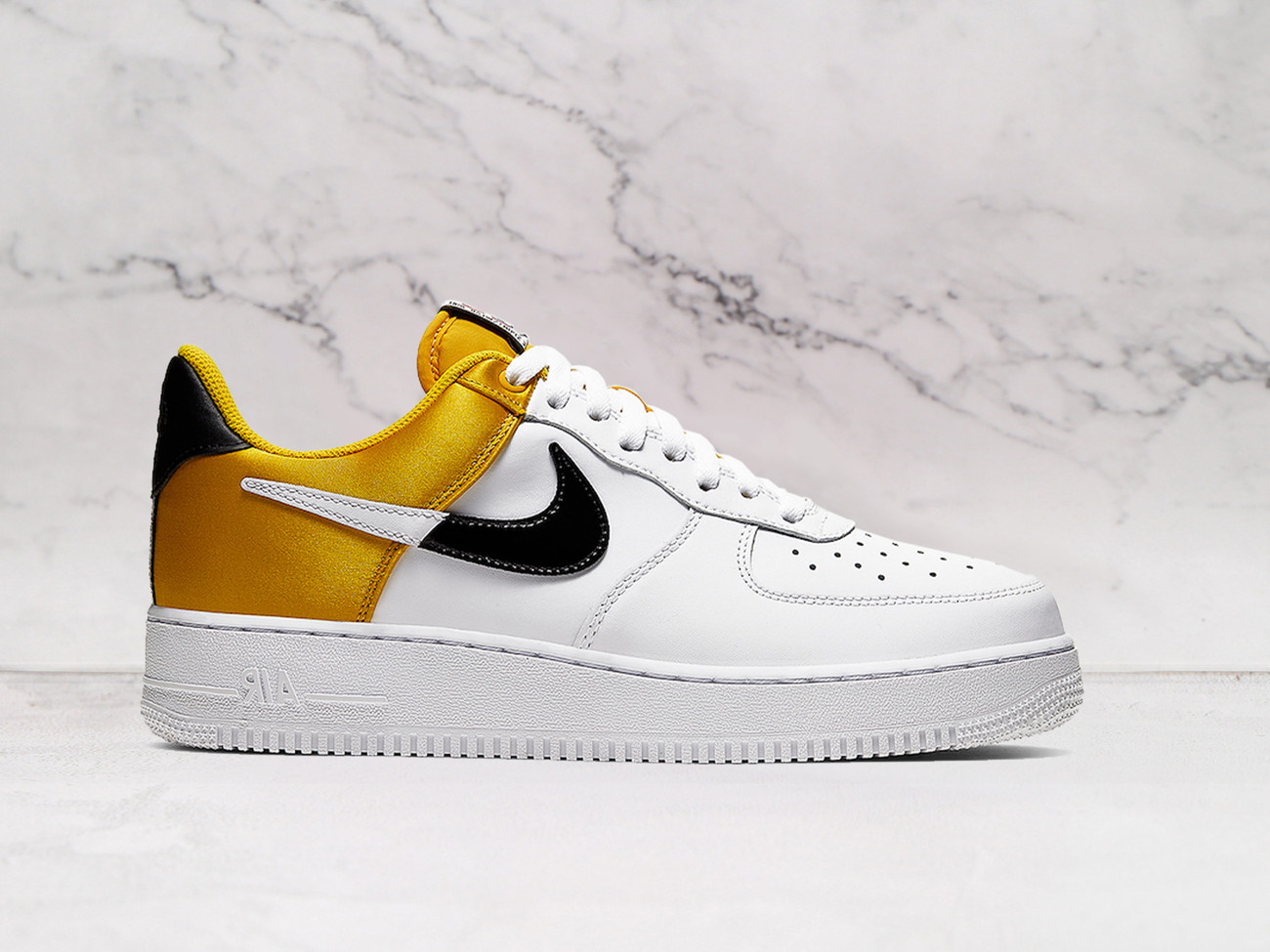 Air Force 1 LV8 NBA Amarillo Satin – Yellow Satin Upper with Black and White Accents