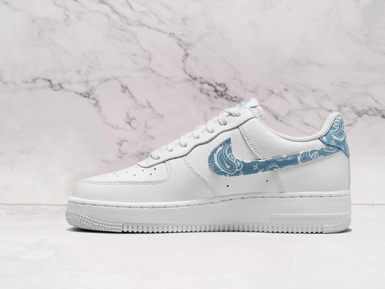 Air Force 1 White Blue Paisley – Paisley Swoosh