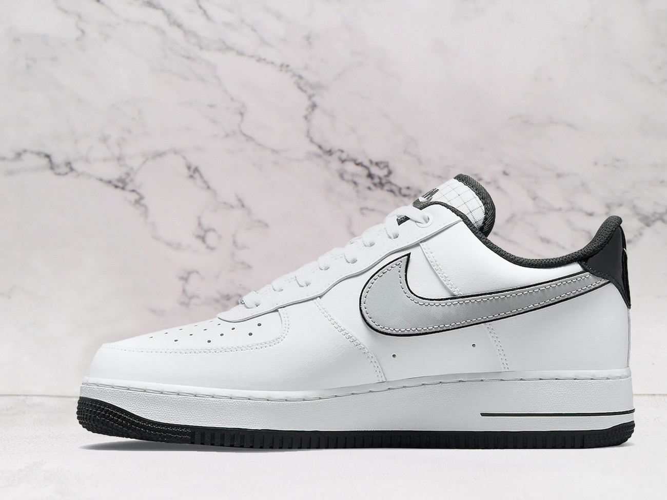 Nike Air Force 1 Lv8 – Double-Layered Grey Swoosh and Retro Grid Tongue