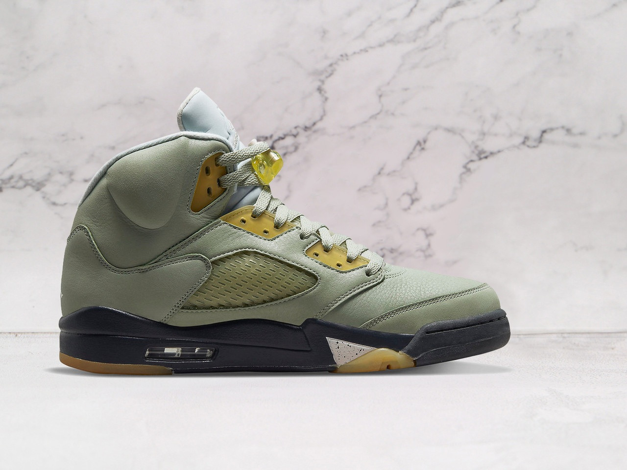 Air Jordan 5 'Jade Horizon' Showcasing Oxidized Translucent Netting and Black Midsole
