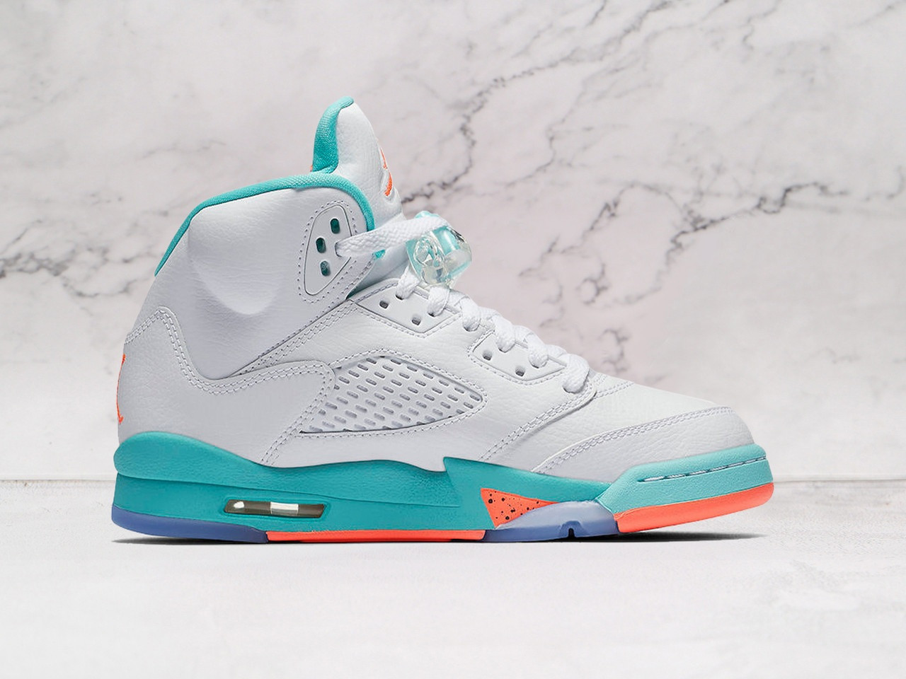 Air Jordan 5 Retro Light Aqua with Shark Tooth Midsole and Translucent Icy Sole