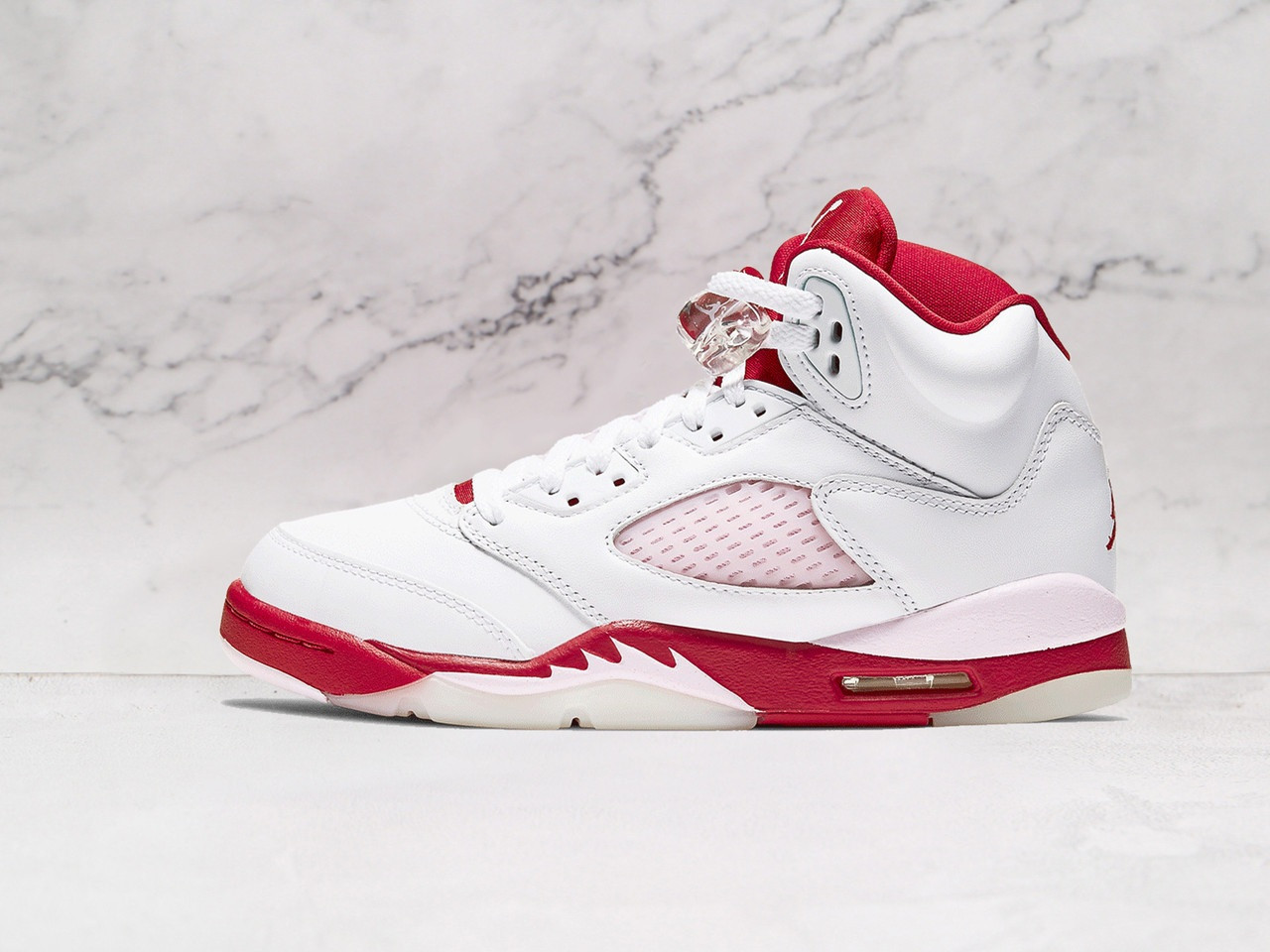 Air Jordan 5 Retro 'Pink Foam – Premium White Leather with Vibrant Pink & Red Accents