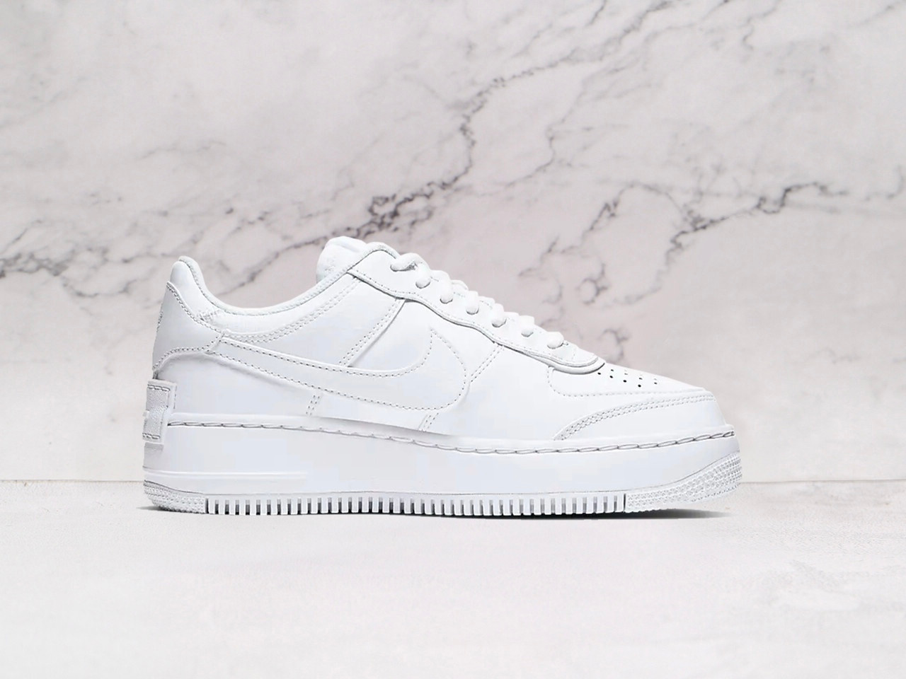 Air Force 1 Low Shadow Triple White – Sleek Leather Construction