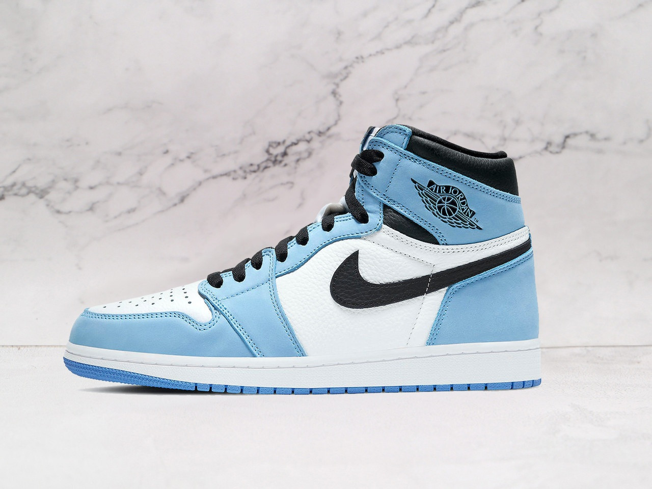 Air Jordan 1 Retro High White with University Blue & Black Accents