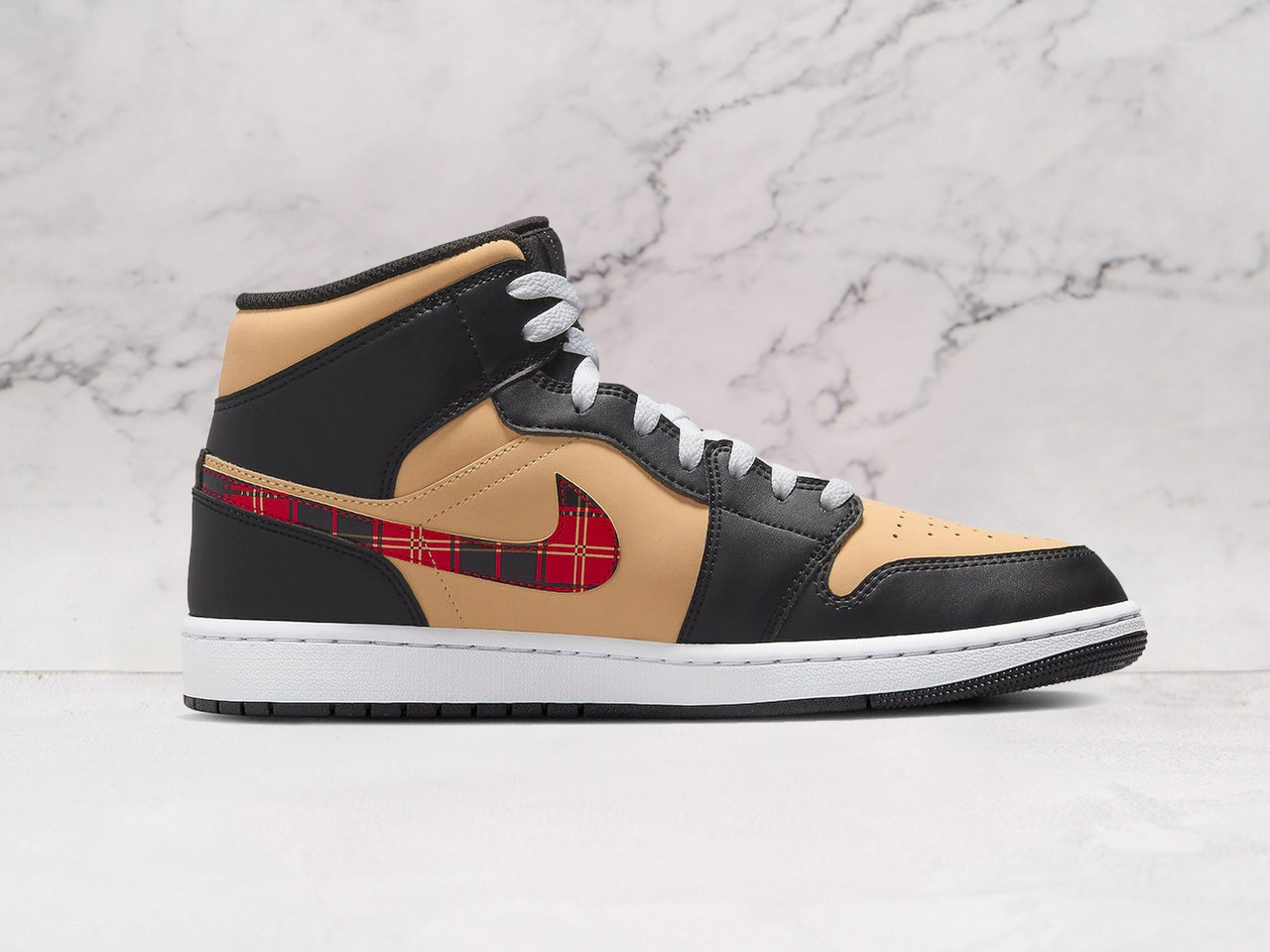 AJ1 Mid Tartan Swoosh – University Red Accents