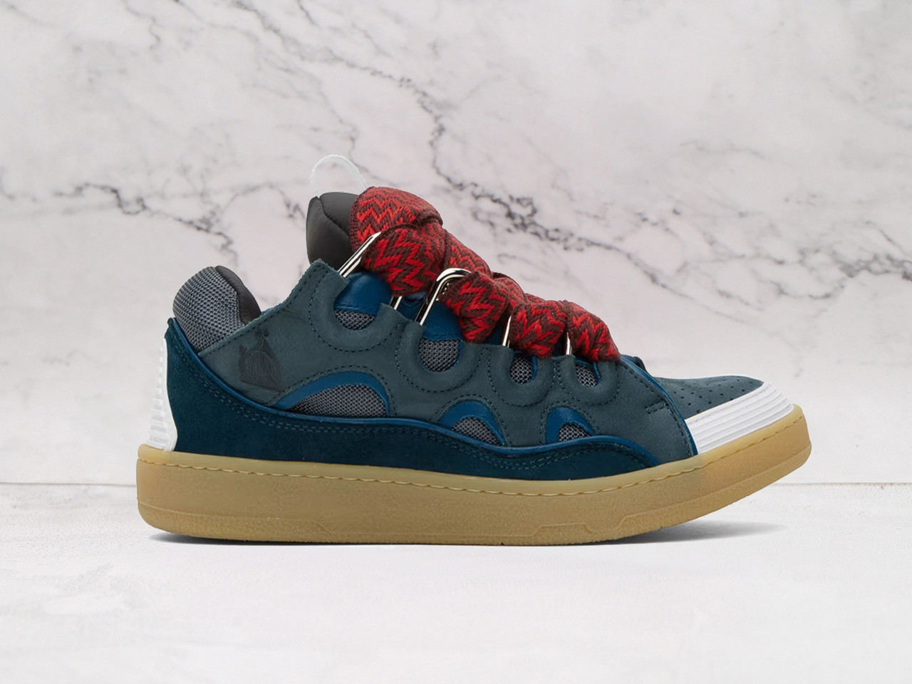 Lanvin Leather Blue Curb – High-Fashion Chunky Sneaker