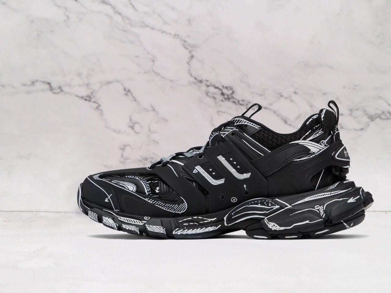 Balenciaga Track Sneaker – Black & White Colorway