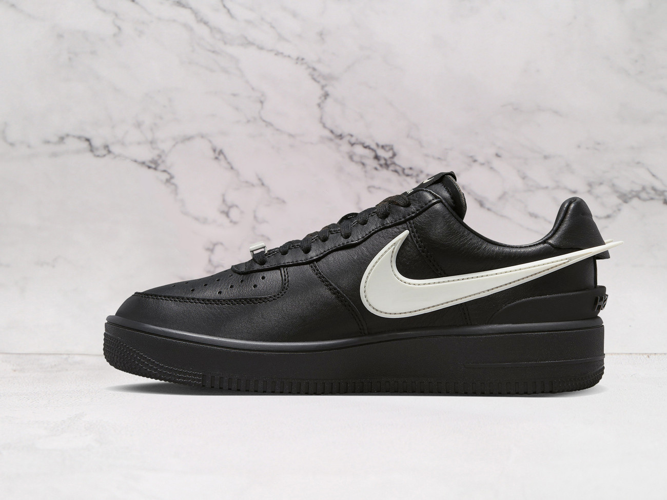 Nike Air Force 1 Low SP AMBUSH Black medial view with triple black sole
