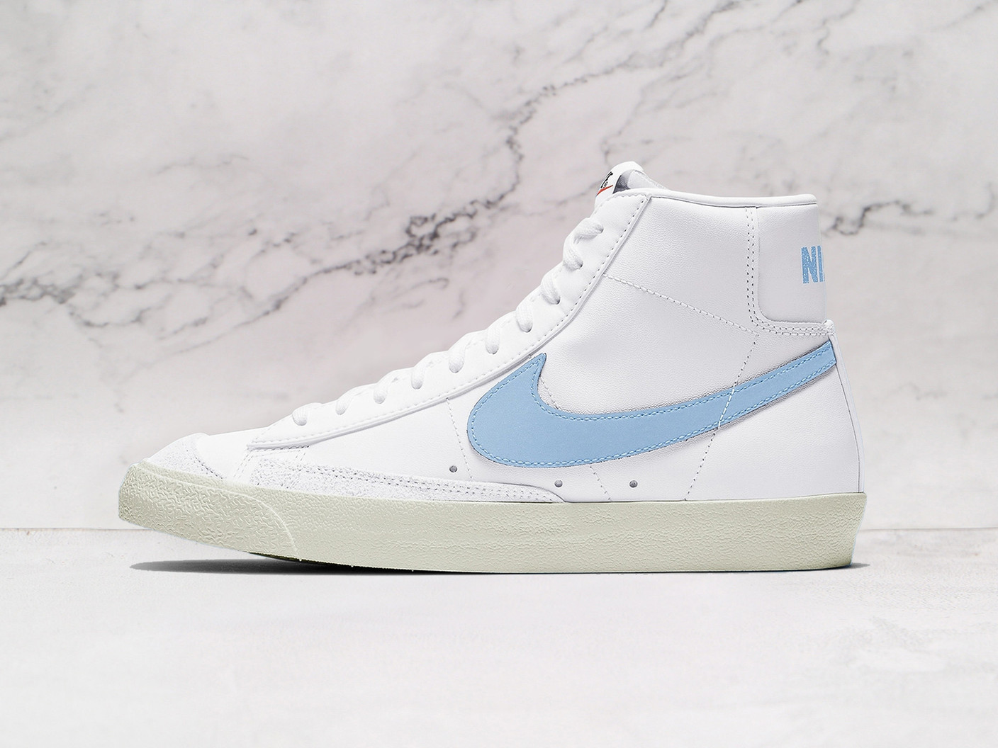 Nike Blazer Mid '77 'White Celestine Blue' – White Leather Upper with Celestine Blue Swoosh