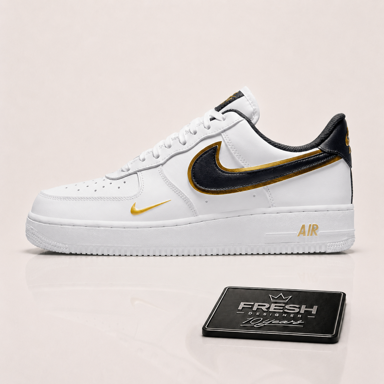 Air force 1 Lv8 Double swoosh White metallic gold