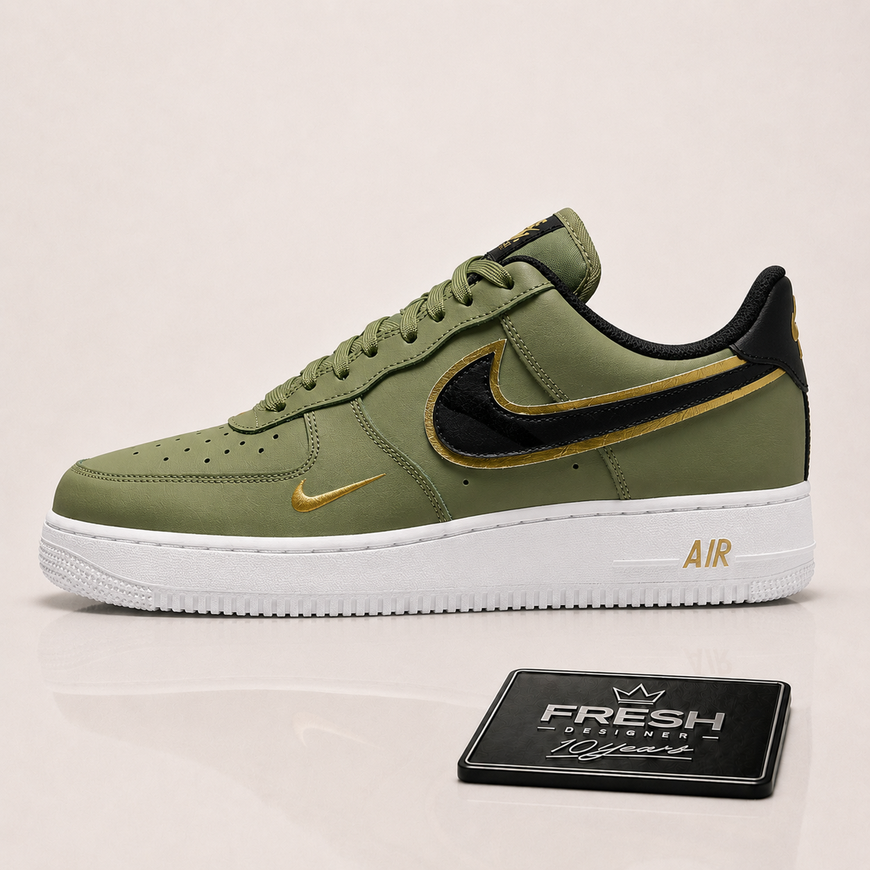 Air force 1 Lv8 Double swoosh Olive metallic gold