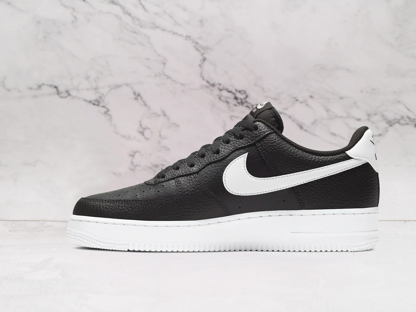 Nike Air Force 1 Low '07 White Black Pebbled Leather – White and Black Leather