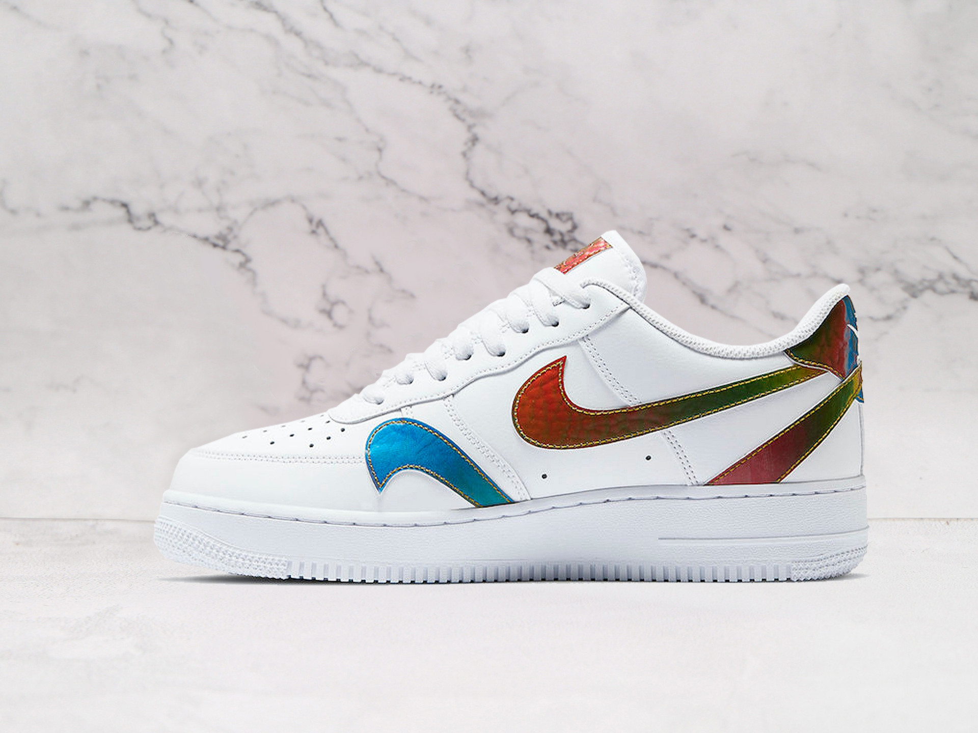 Nike Air Force 1 Low Misplaced Swooshes White Multi (CK7214-101) – Bold Reflective Style