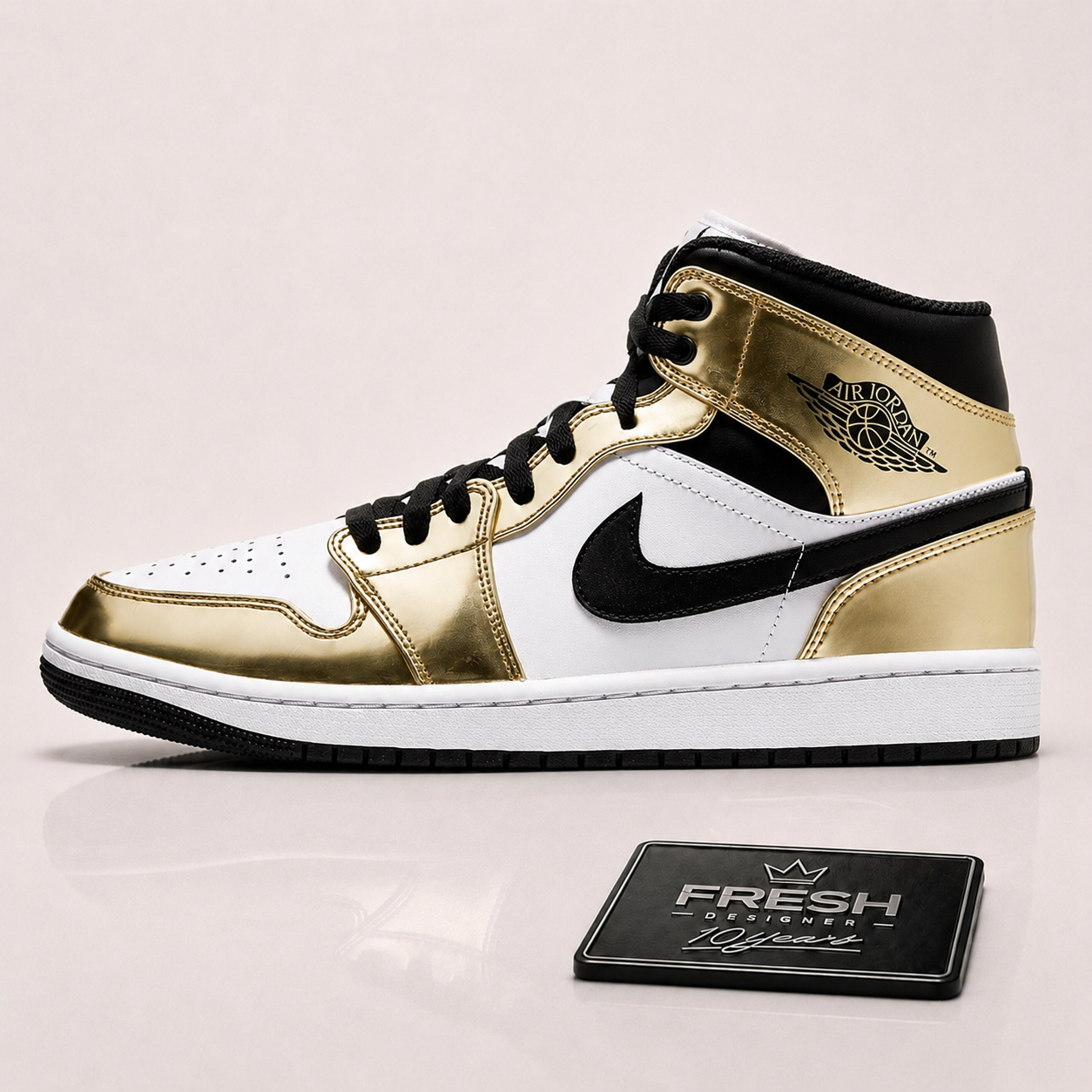 Air jordan 1 Mid Metallic gold Black white