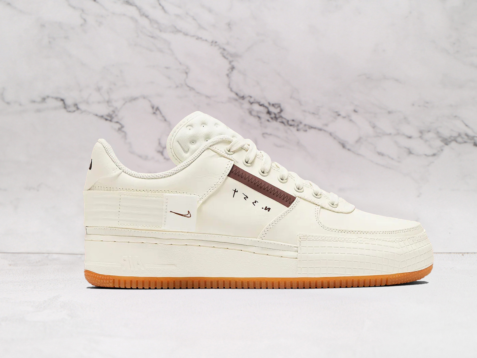 Nike Air Force 1 Type Sail Gum – Sail Leather with Earth Brown Accents