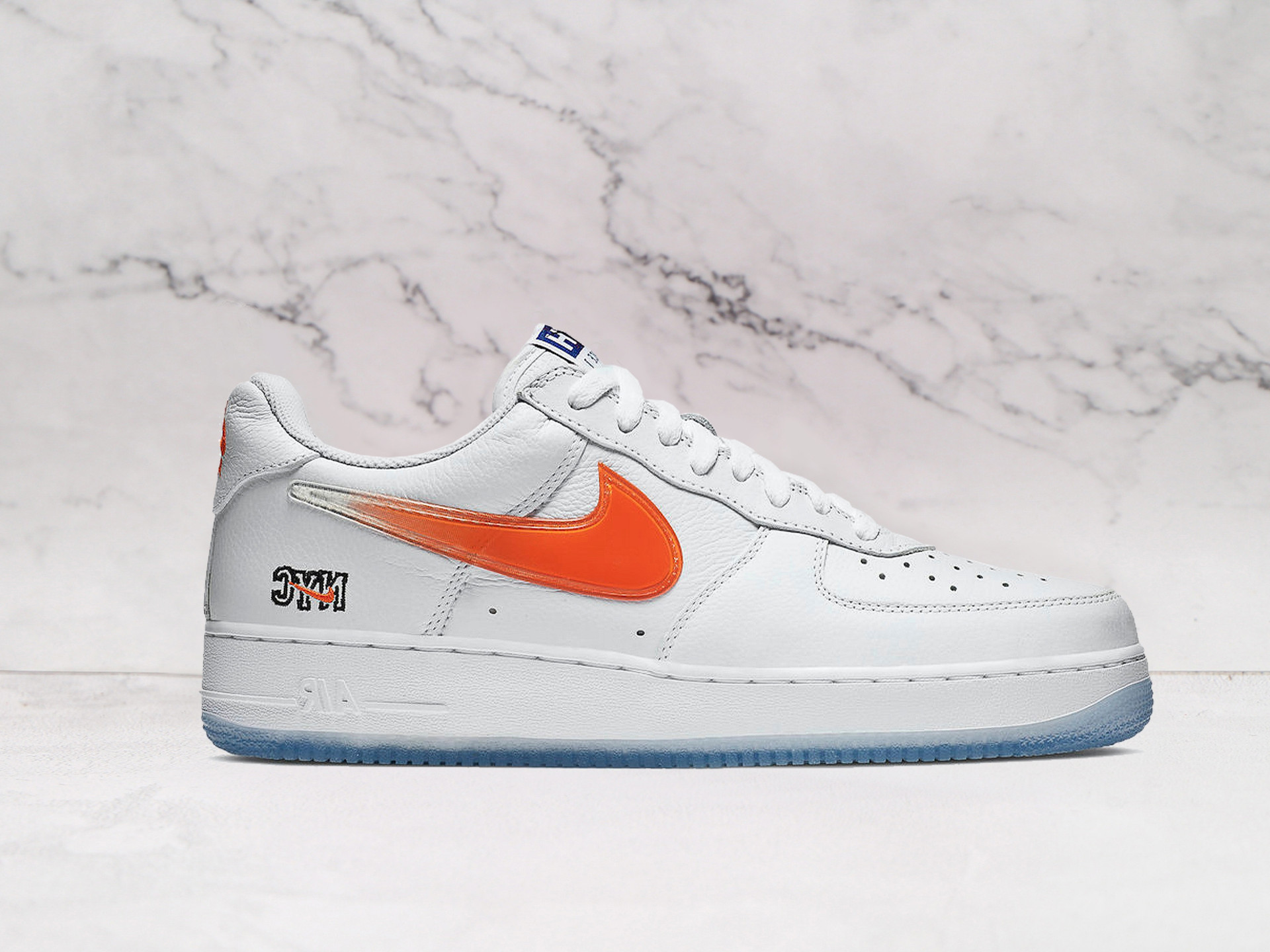 Nike Air Force 1 Low Kith Knicks Home – White Leather Upper with Orange and Blue Swooshes
