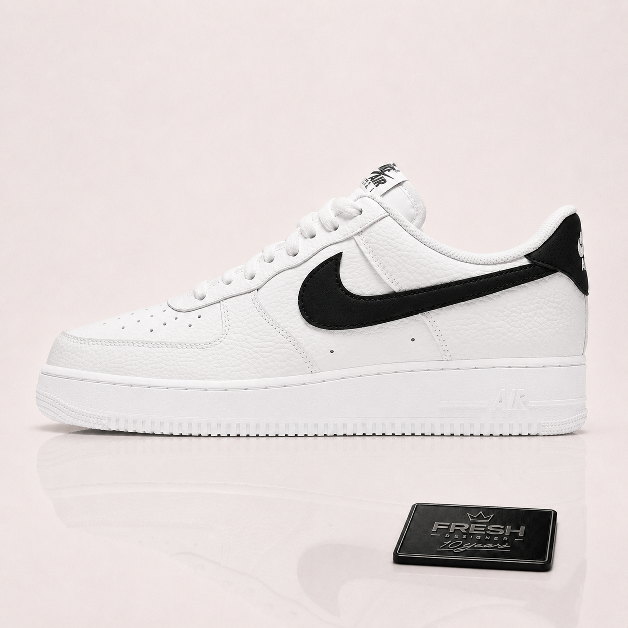 Air force 1 White black Pebbled leather