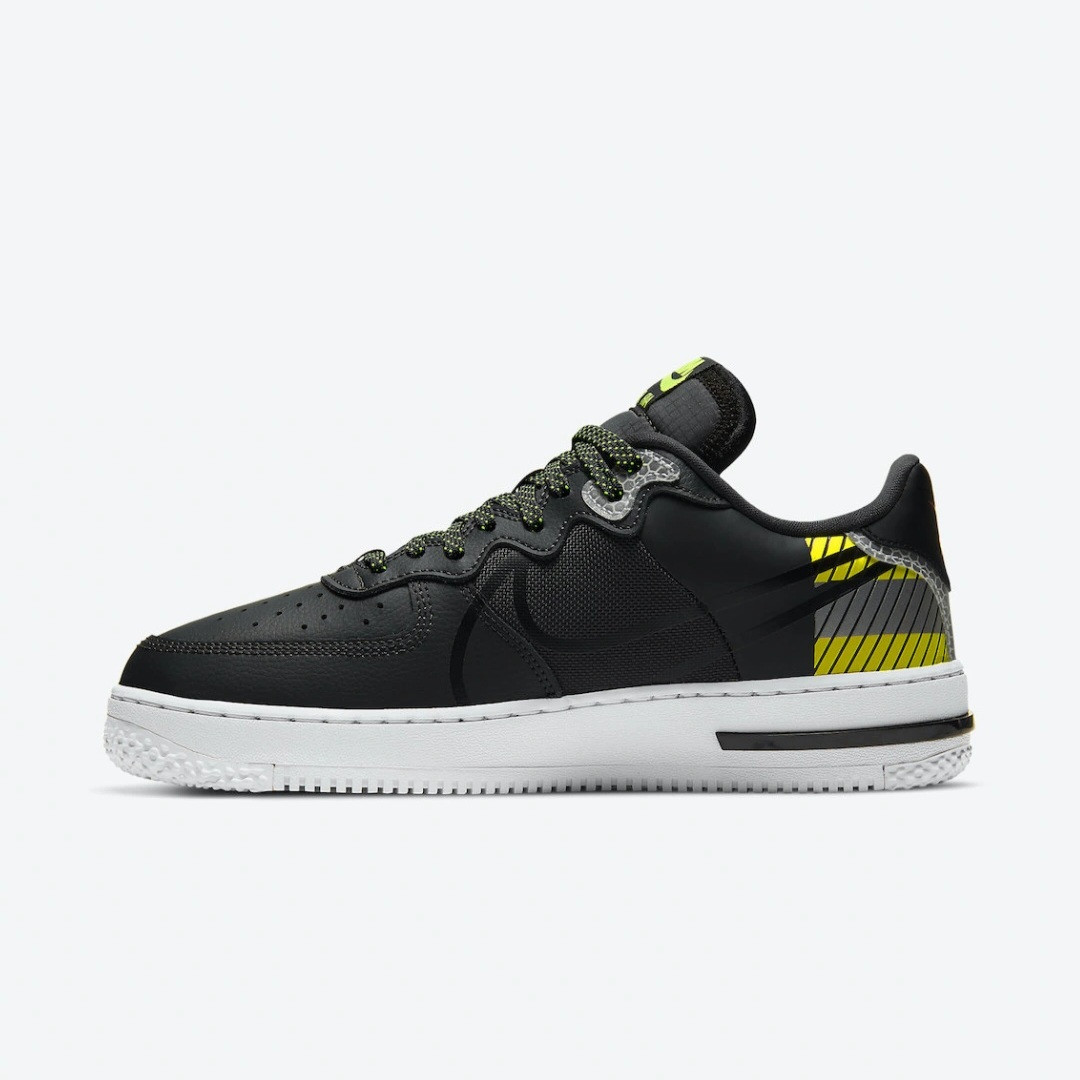 Nike Air Force 1 React 3M LX Anthracite Volt – Reflective Accents with Volt Details