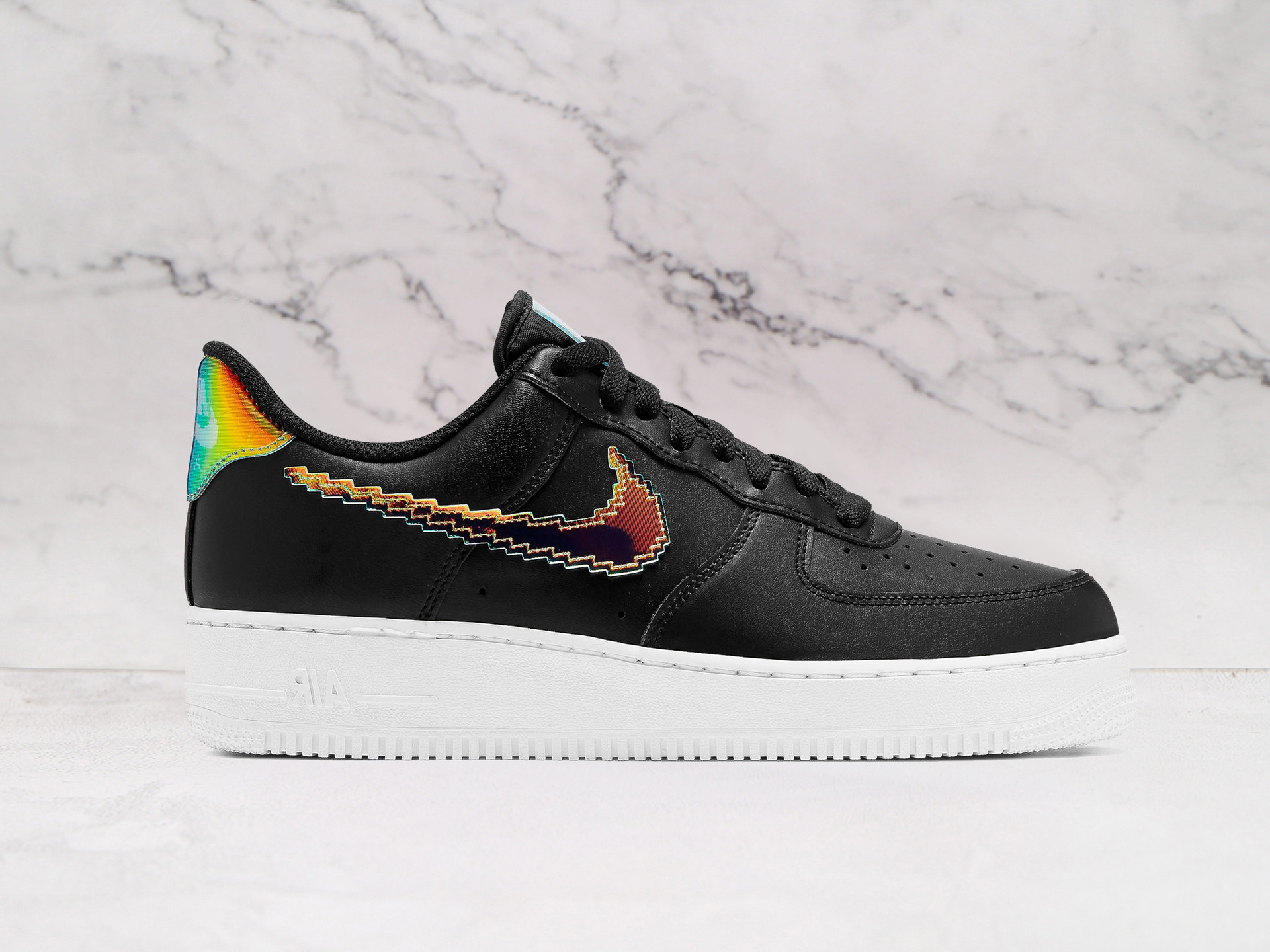 Nike Air Force 1 LV8 Black Digital Swoosh – Black Leather Upper with Digital-Style Swoosh