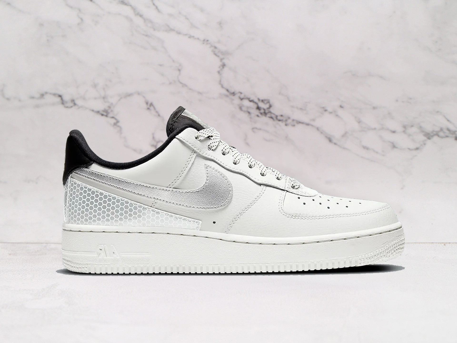 Nike Air Force 1 LV8 3M 'Summit White' – Tumbled Leather Upper with 3M Reflective Overlays and Black Accent