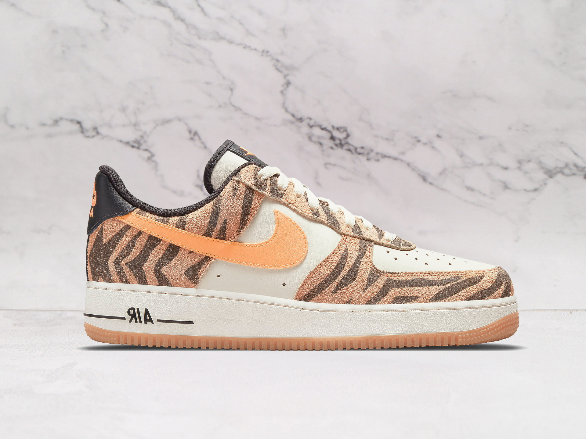 Nike Air Force 1 '07 Premium 'Daktari Stripes' – Coconut Milk Leather Upper with Zebra Print and Orange Accents