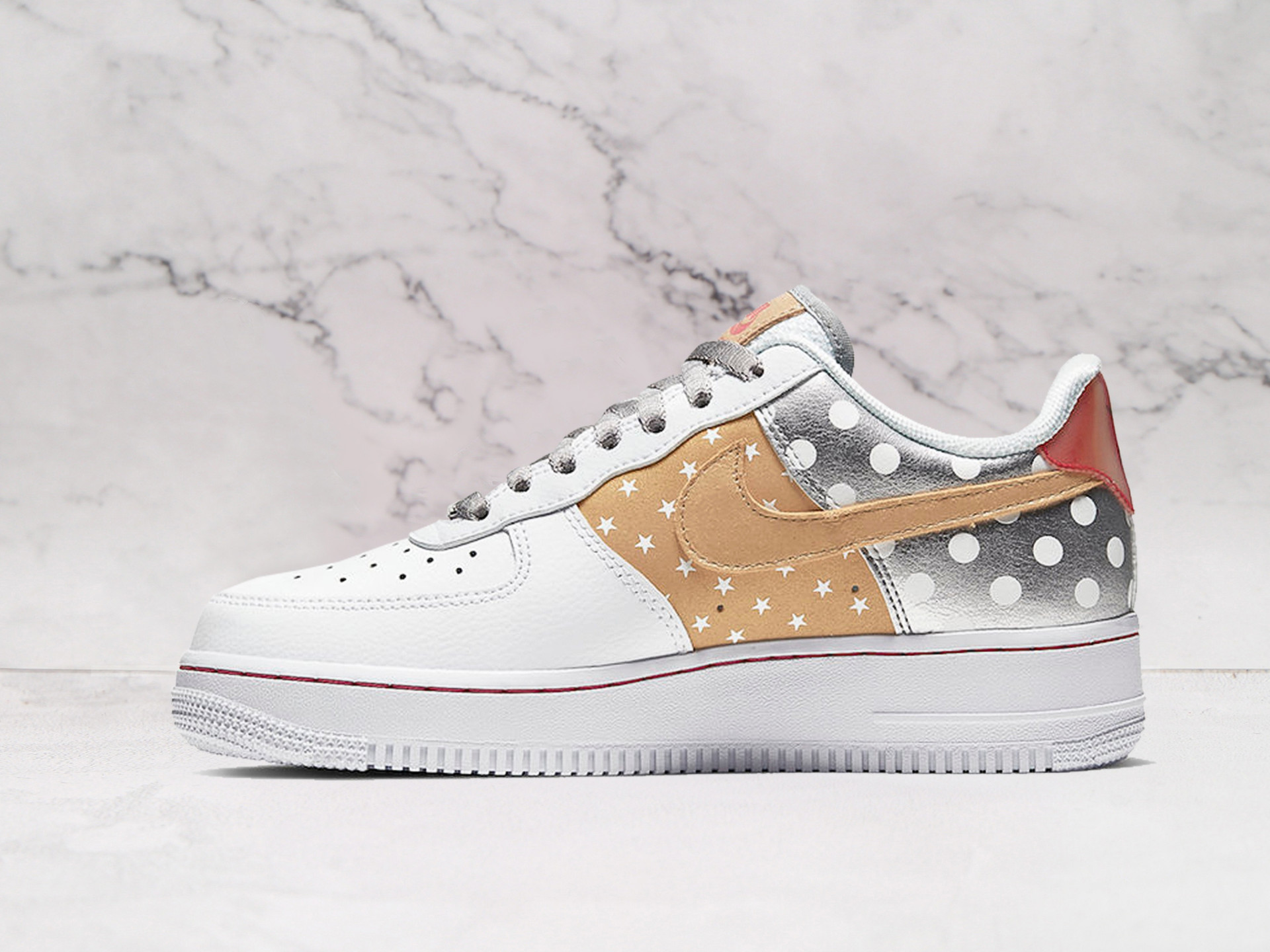 Nike Air Force 1 Low 'Stars Metallic Gold' – White Leather Upper with Metallic Gold Stars and Swoosh Logos