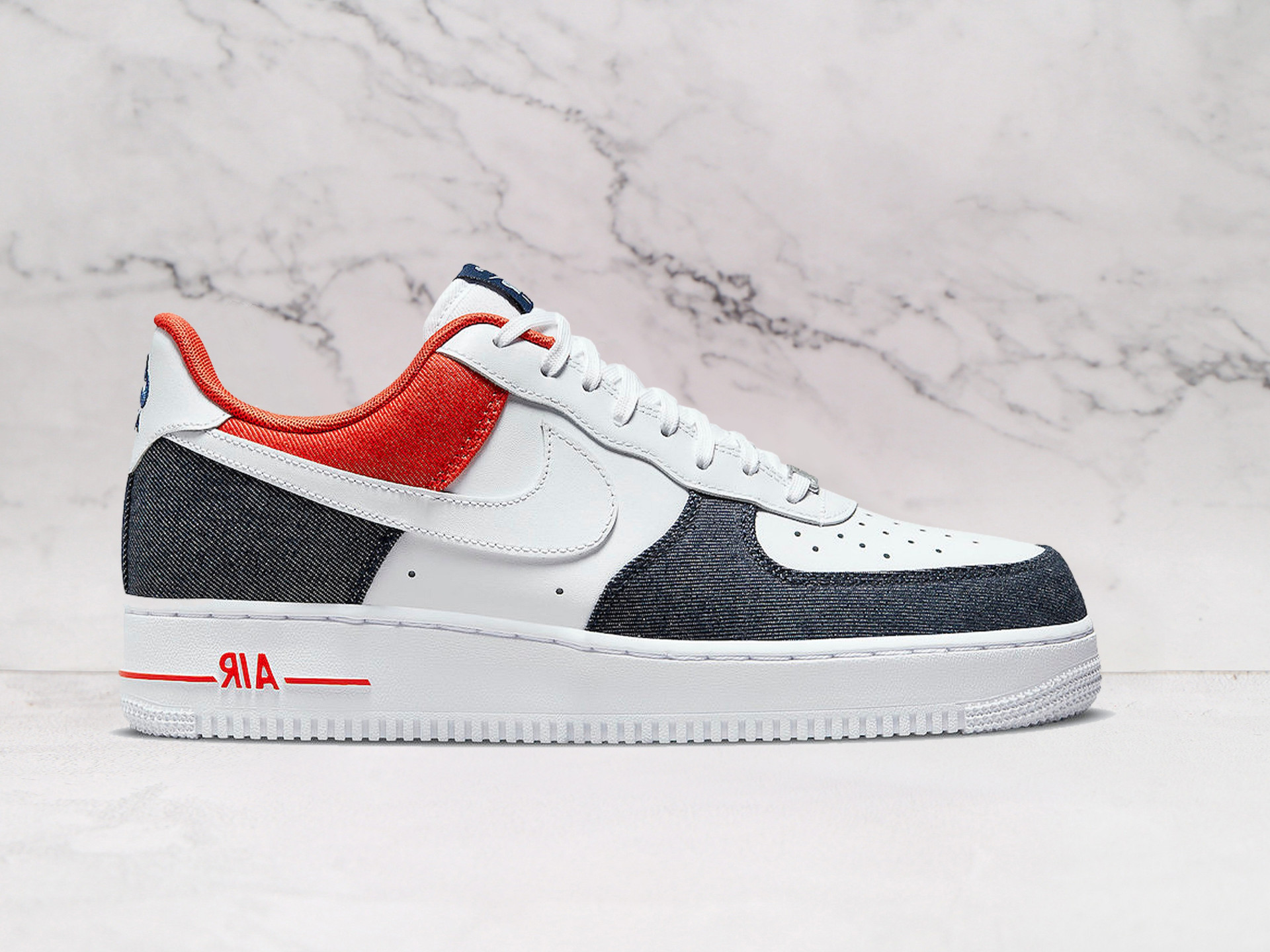 Nike Air Force 1 Low 'USA Denim' – White Leather Upper with Red and Blue Denim Overlays