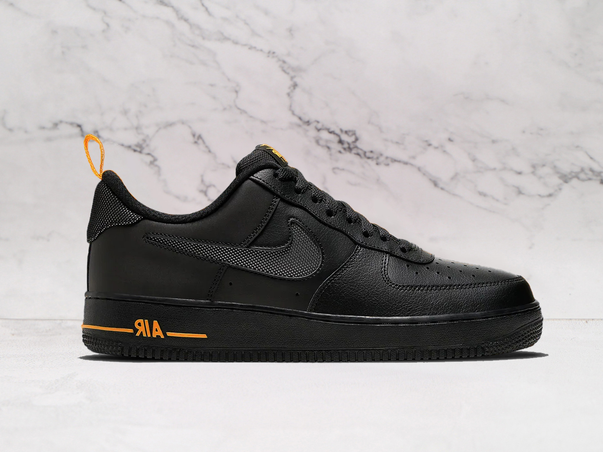Nike Air Force 1 Low '07 LV8 Cut Out Black – Black Leather Upper with Cut-Out Swoosh Logo