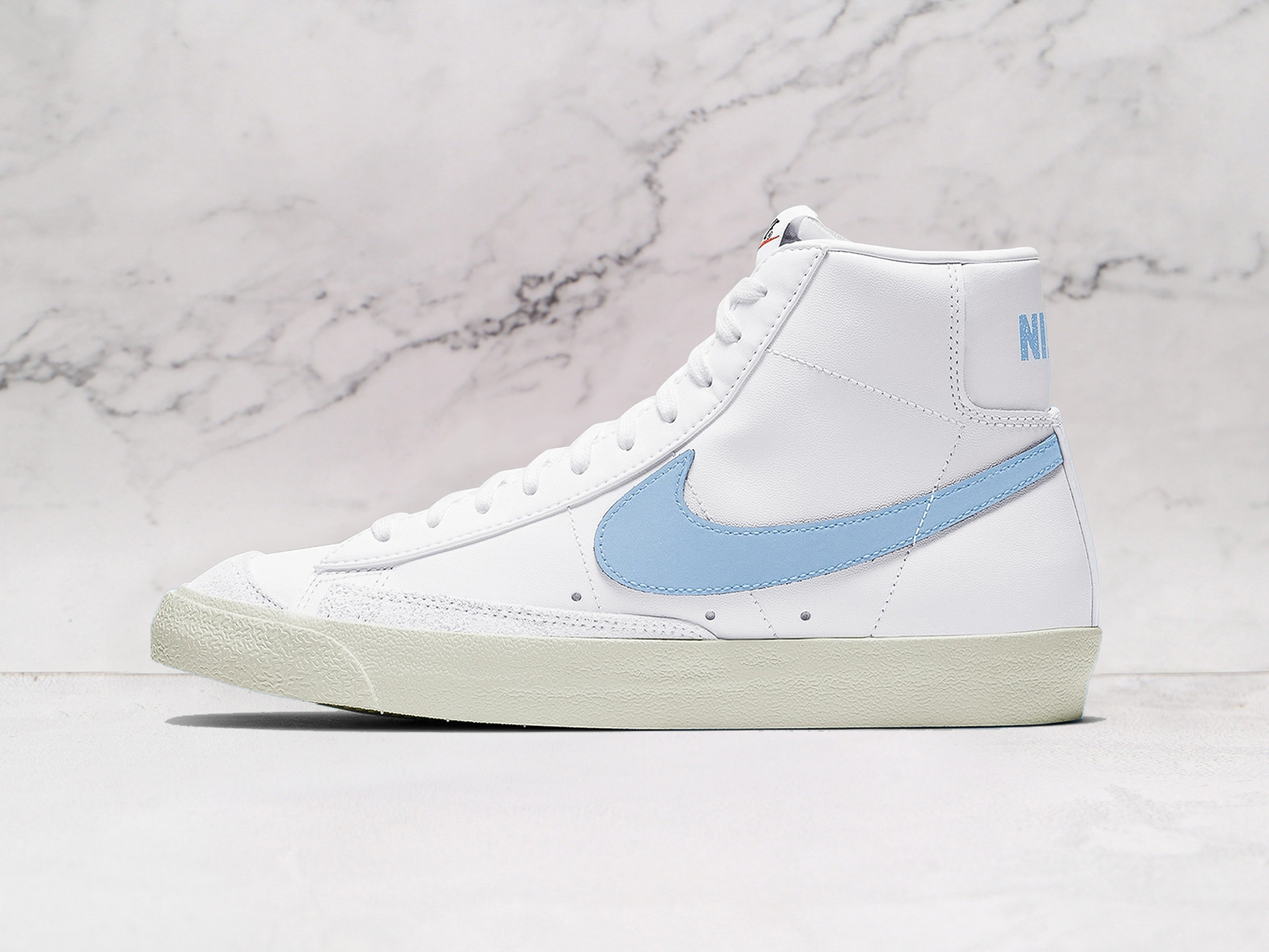 Nike Blazer Mid '77 'White Celestine Blue' – White Leather Upper with Celestine Blue Swoosh