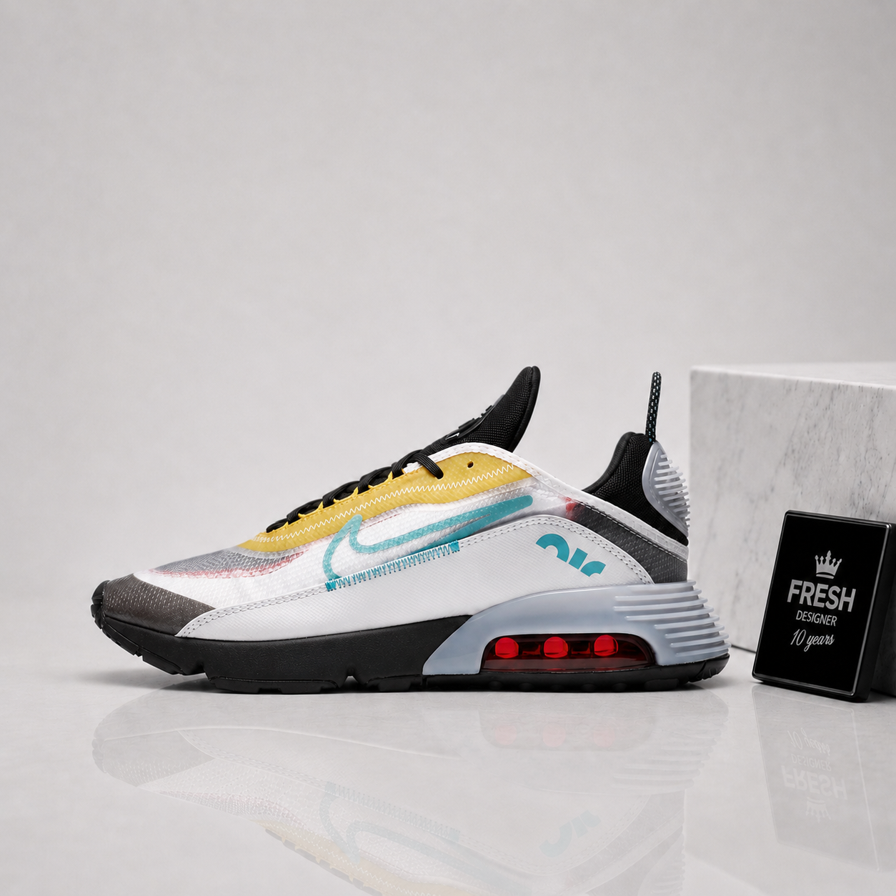 Air max 2090 White speed yellow bleached Aqua