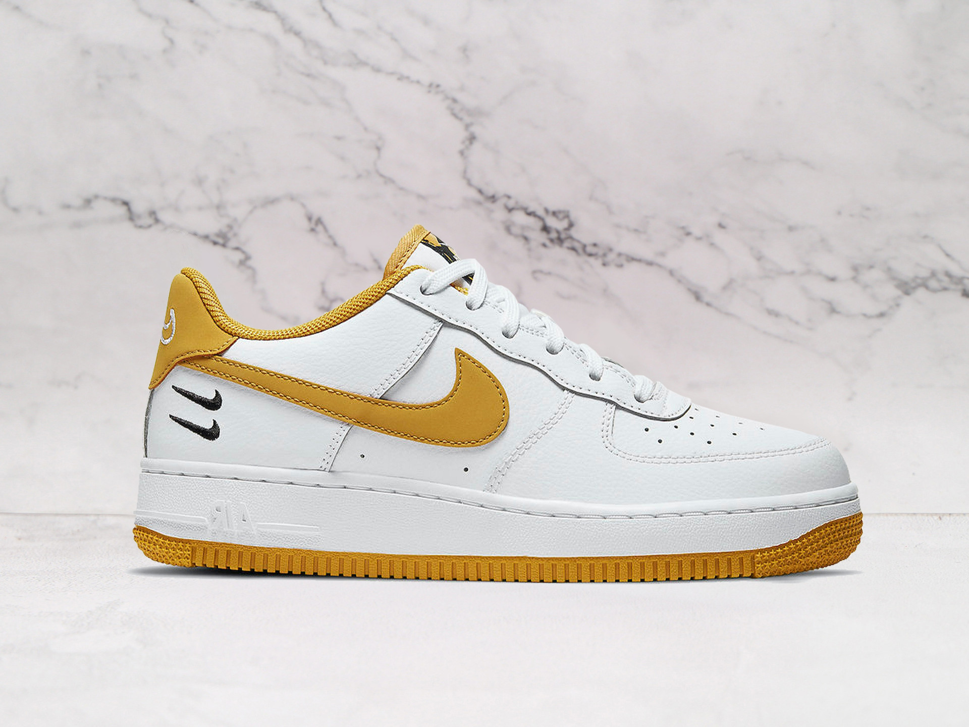 Nike Air Force 1 LV8 'Dual Swoosh' White Wheat – White Leather Upper with Overlapping Wheat Swooshes