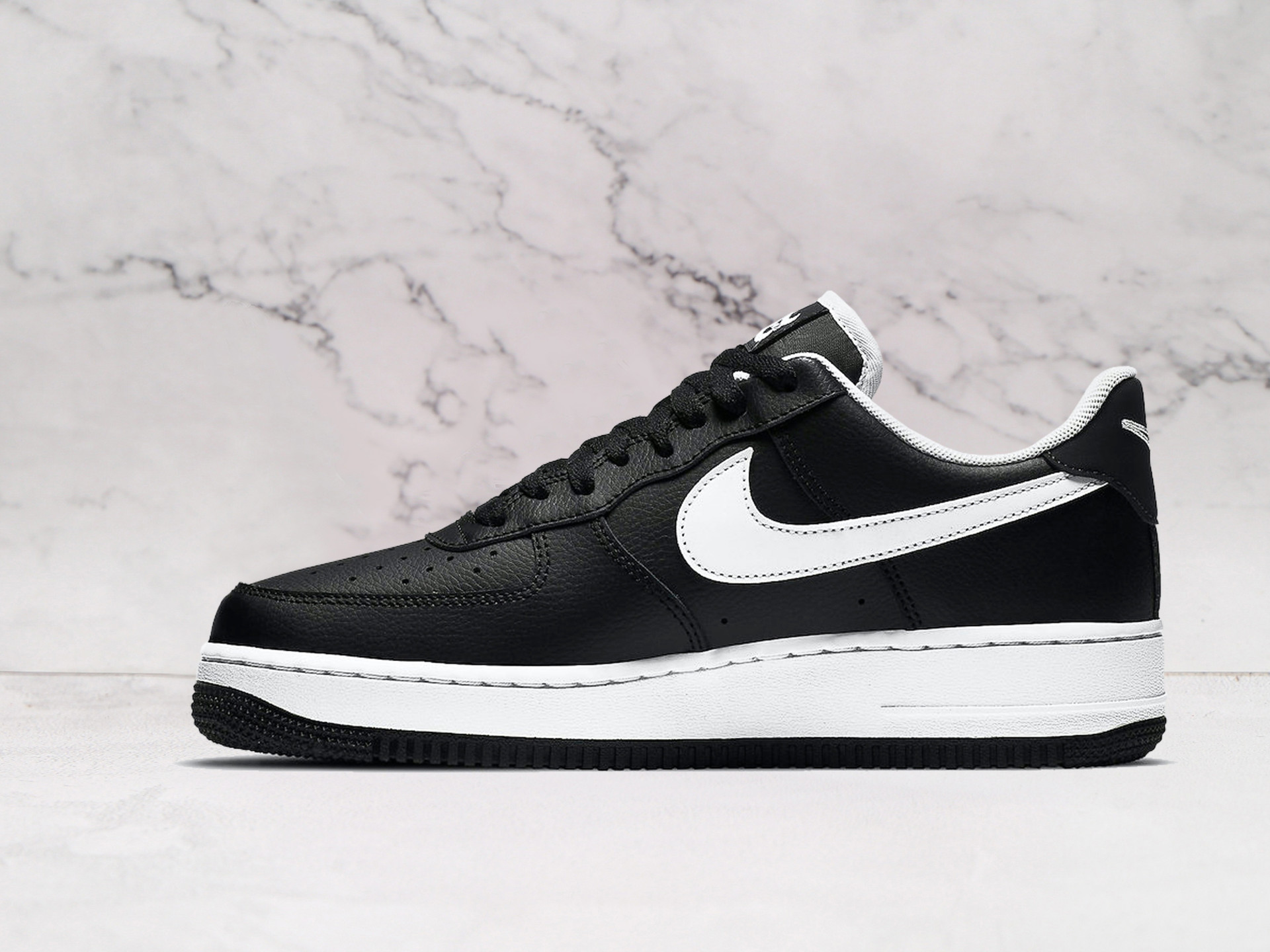 Nike Air Force 1 LV8 'Dual Swoosh' Black White – Black Leather with Overlapping White Swooshes