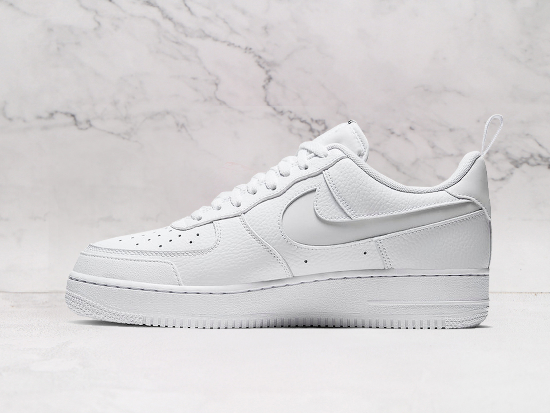 Nike Air Force 1 LV8 Utility White 2020 – White Leather with Red Cut-Out Swoosh and Utility Tag