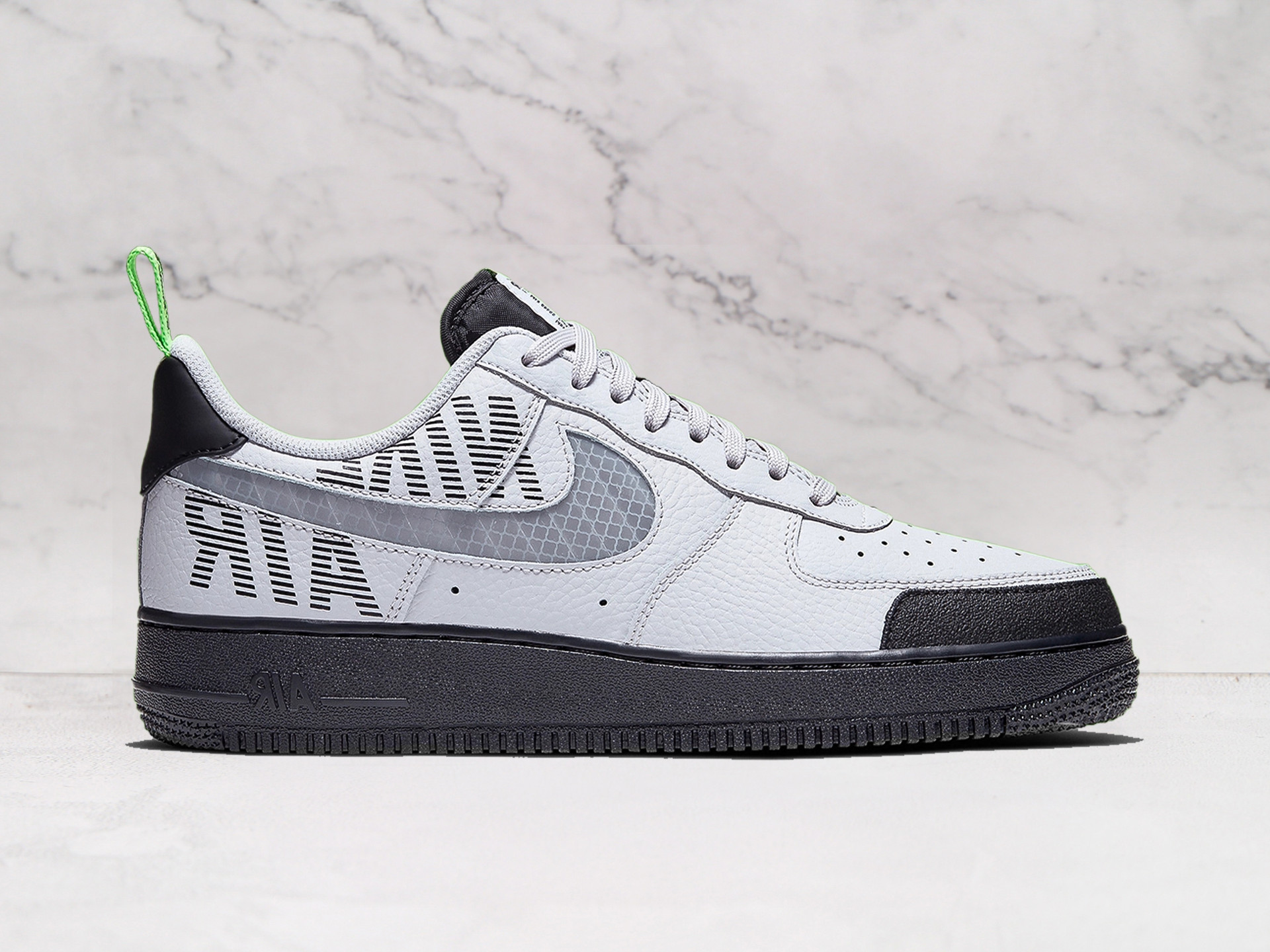 Nike Air Force 1 Low 'Under Construction' – Vast Grey Leather Upper with Semi-Translucent Swoosh and Reflective Accents